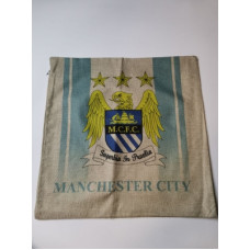 Манчестер Сити наволочка на подушку бело-голубая с эмблемой