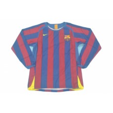 Барселона домашняя ретро-футболка с длинным рукавом сезон 2005-2006