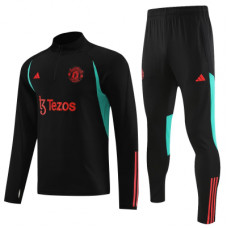 Манчестер Юнайтед тренировочный костюм 2023-2024 чёрный с красным и бирюзовым