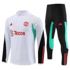 Манчестер Юнайтед детский тренировочный костюм 2023-2024 бело-чёрный с красным и бирюзовым