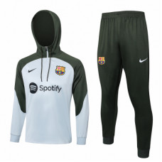 Барселона спортивный костюм с толстовкой на короткой молнии 2023/24 светло-серый с болотным