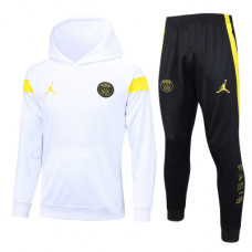 ПСЖ спортивный костюм с толстовкой белый с жёлтым 2023-2024